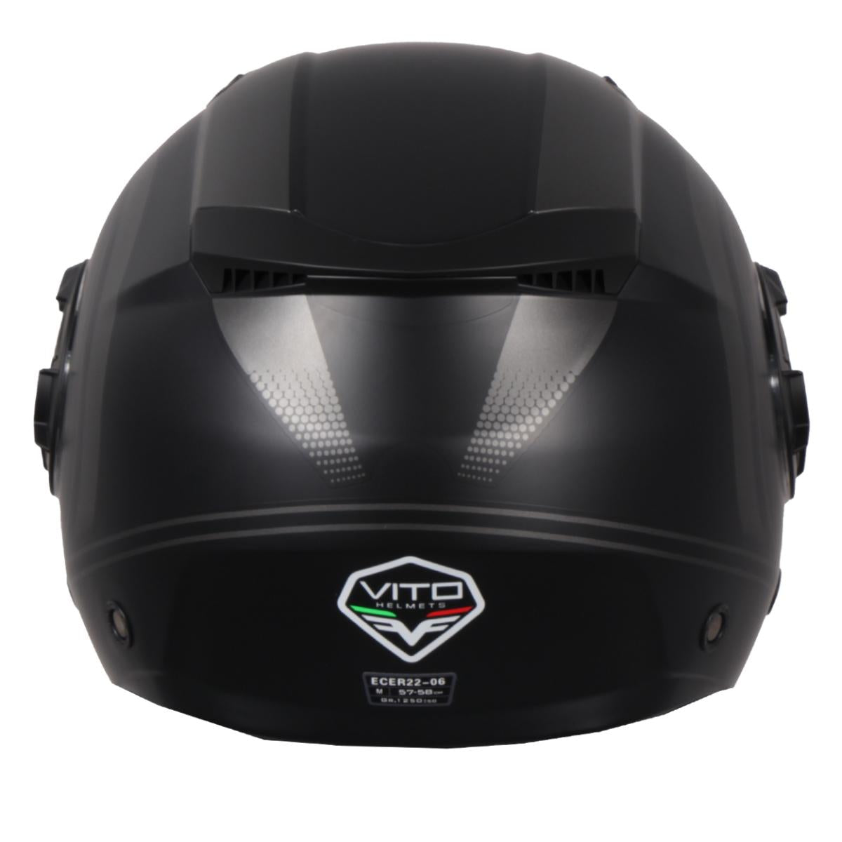 Jethelm Vito Isola matt schwarz/titanium, Vito Helme, billige/günstige Vespa Helme, Vespa Helm, Motorradhelm günstig, Helm ECE 22-06, Motorradhelme mit Visier, Vespa Helme mit Sonnenvisier, Rollerhelme günstig mit zwei Visieren