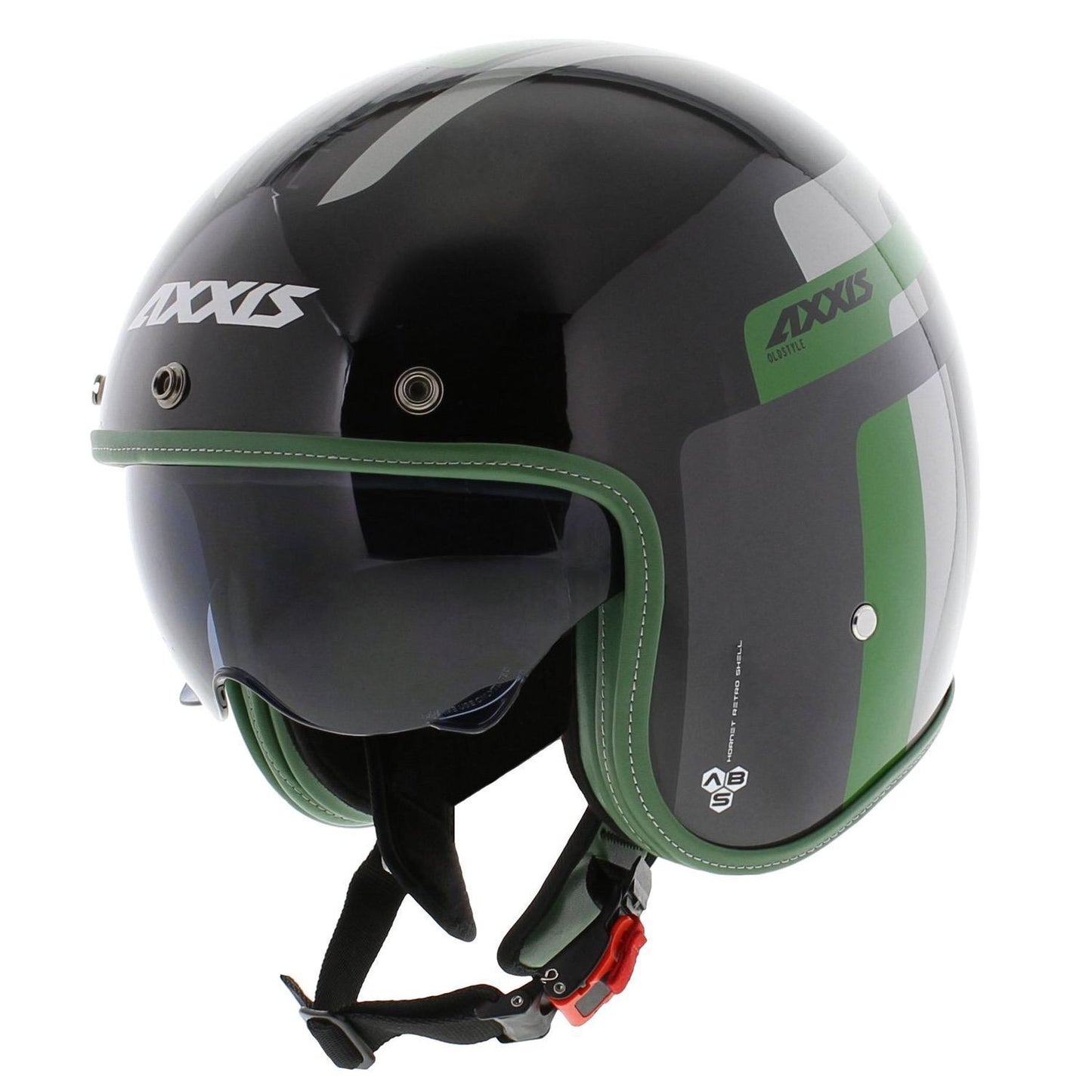 Axxis Jethelm, Hornet SV, Oldstyle, ABS, grün, glänzend, Vespa Helme, Grüner Vespa Helm, Axxis Helm grün, Helm mit Sonnenvisier, Vespa Helm mit Sonnenvisier