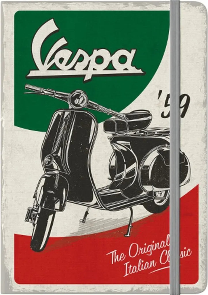 Nostalgic-Art - DIN A5 Notizbuch - Vespa - The Italian Classic Vespa Zubehör, Vespa Merchandise, Vespa Merchandising, Vespa Zubehör, Vespa Geschenke, Vespa Fanartikel, Vespa Geschenkideen, Vespa Schreibwaren Artikel, Vespa Accessoires, Vespa Design, Vespa hausgestaltung