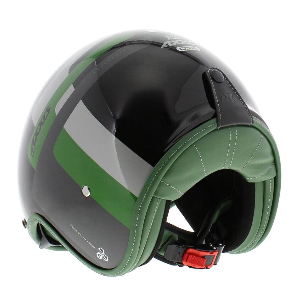 Axxis Jethelm, Hornet SV, Oldstyle, ABS, grün, glänzend, Vespa Helme, Grüner Vespa Helm, Axxis Helm grün, Helm mit Sonnenvisier, Vespa Helm mit Sonnenvisier