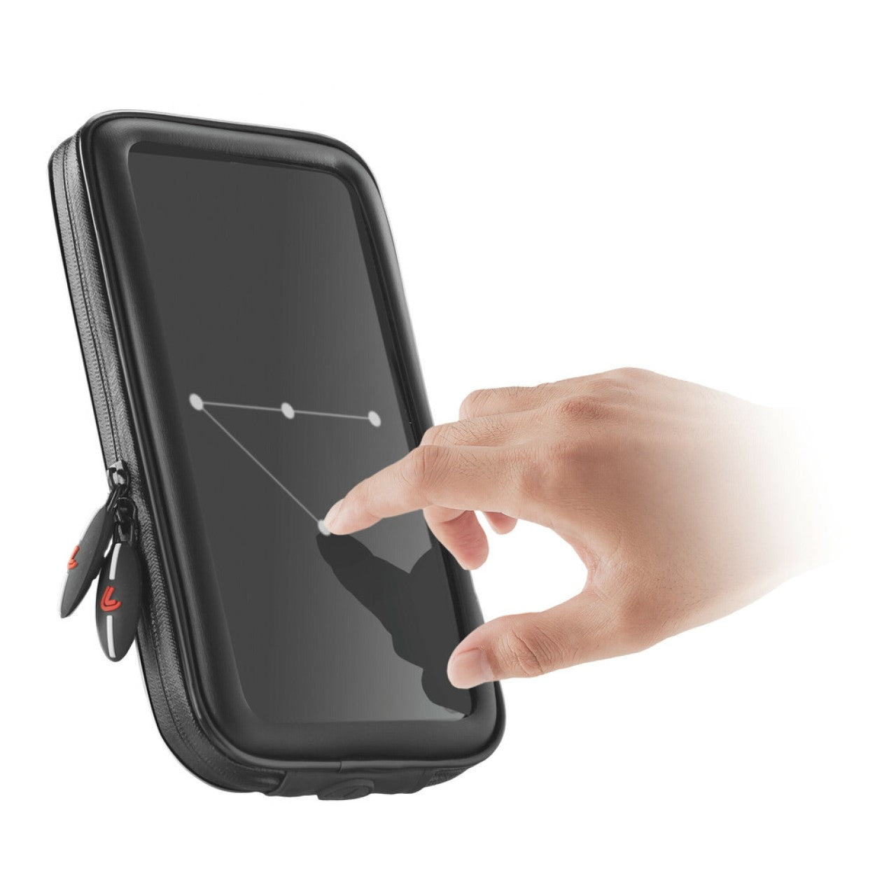 OptiLine Titan Tasche für Smartphone Handyhalterung Motorrad, universell XL,Motorrad Handyhalterung, Fahrrad Handyhalterung, Handyhalterung Optiline, Vespa Handyhalterung, Vespa Musik hören, während Vespa fahren telefonieren