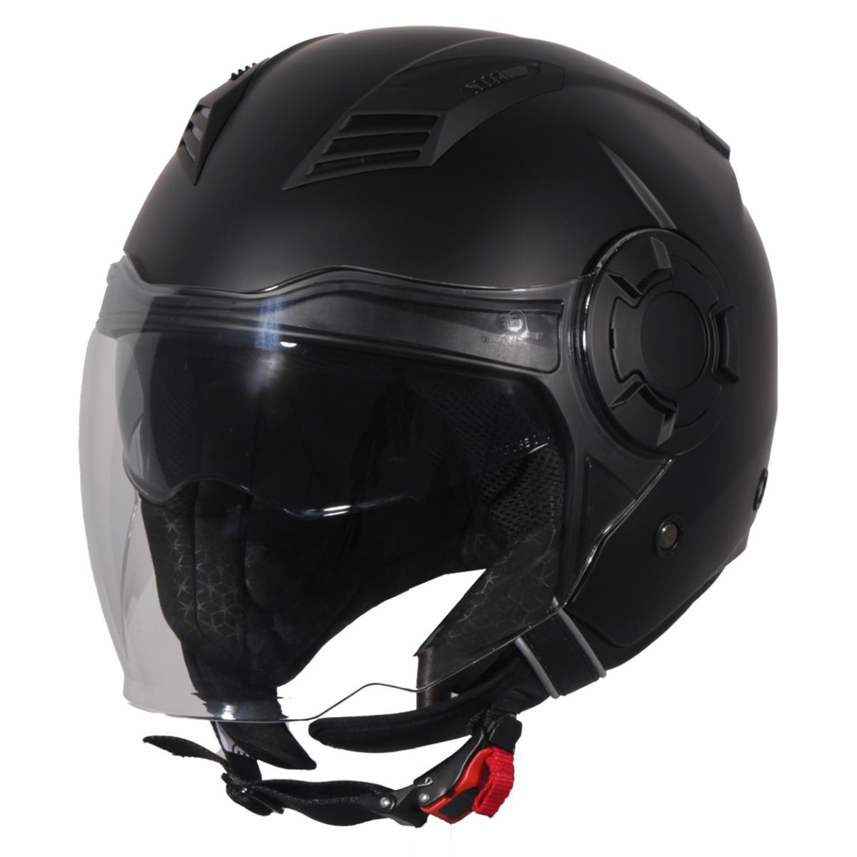 Jethelm Vito Isola matt schwarz, Vito Helme, billige/günstige Vespa Helme, Vespa Helm, Motorradhelm günstig, Helm ECE 22-06,Motorradhelme mit Visier, Vespa Helme mit Sonnenvisier, Rollerhelme günstig mit zwei Visieren 