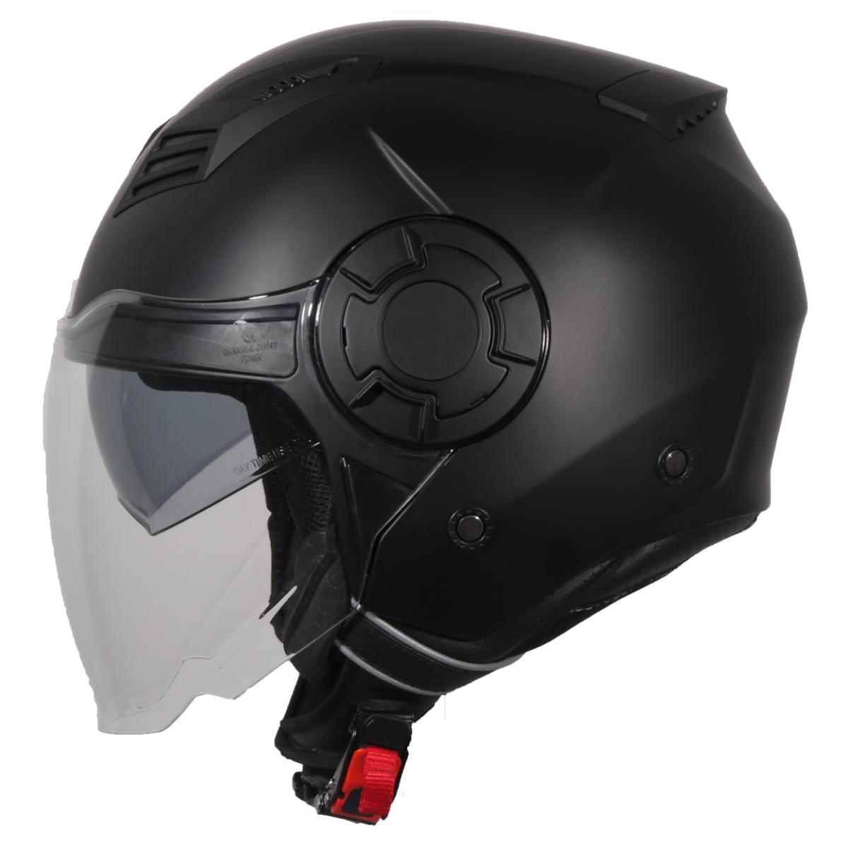 Jethelm Vito Isola matt schwarz, Vito Helme, billige/günstige Vespa Helme, Vespa Helm, Motorradhelm günstig, Helm ECE 22-06, Motorradhelme mit Visier, Vespa Helme mit Sonnenvisier, Rollerhelme günstig mit zwei Visieren