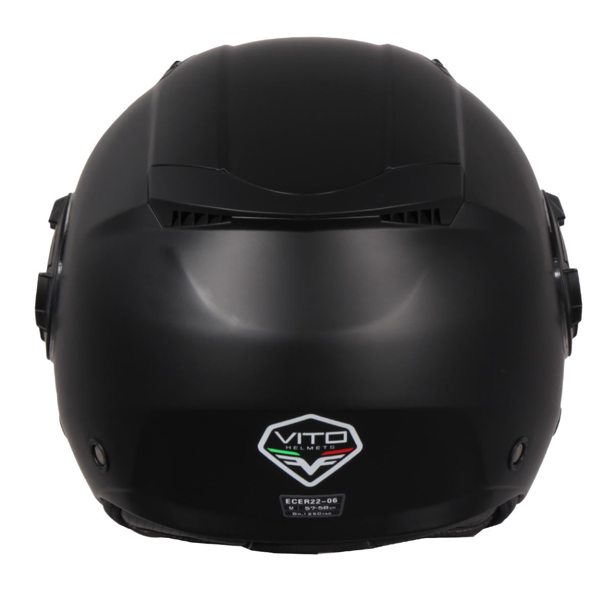 Jethelm Vito Isola matt schwarz, Vito Helme, billige/günstige Vespa Helme, Vespa Helm, Motorradhelm günstig, Helm ECE 22-06, Motorradhelme mit Visier, Vespa Helme mit Sonnenvisier, Rollerhelme günstig mit zwei Visieren