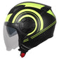 Jethelm Vito Isola matt schwarz/ neongelb, Vito Helme, billige/günstige Vespa Helme, Vespa Helm, Motorradhelm günstig, Helm ECE 22-06, Motorradhelme mit Visier, Vespa Helme mit Sonnenvisier, Rollerhelme günstig mit zwei Visieren