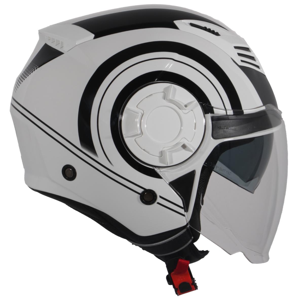 Jethelm Vito Isola glanz weiss/schwarz, Vito Helme, billige/günstige Vespa Helme, Vespa Helm, Motorradhelm günstig, Helm ECE 22-06, Motorradhelme mit Visier, Vespa Helme mit Sonnenvisier, Rollerhelme günstig mit zwei Visieren