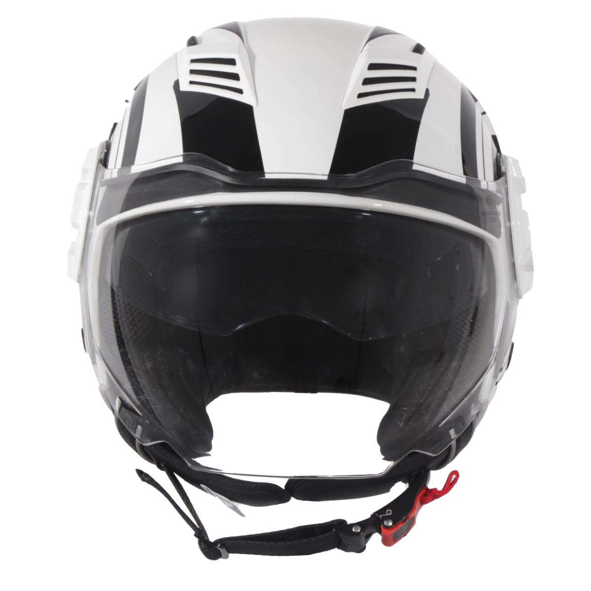 Jethelm Vito Isola glanz weiss/schwarz, Vito Helme, billige/günstige Vespa Helme, Vespa Helm, Motorradhelm günstig, Helm ECE 22-06, Motorradhelme mit Visier, Vespa Helme mit Sonnenvisier, Rollerhelme günstig mit zwei Visieren