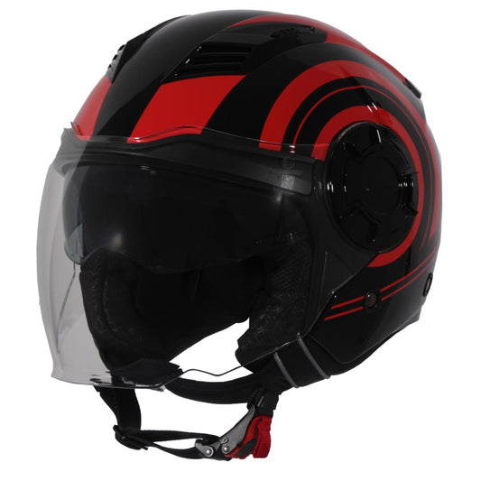 Jethelm Vito Isola glanz schwarz/rot, Vito Helme, billige/günstige Vespa Helme, Vespa Helm, Motorradhelm günstig, Helm ECE 22-06, Motorradhelme mit Visier, Vespa Helme mit Sonnenvisier, Rollerhelme günstig mit zwei Visieren