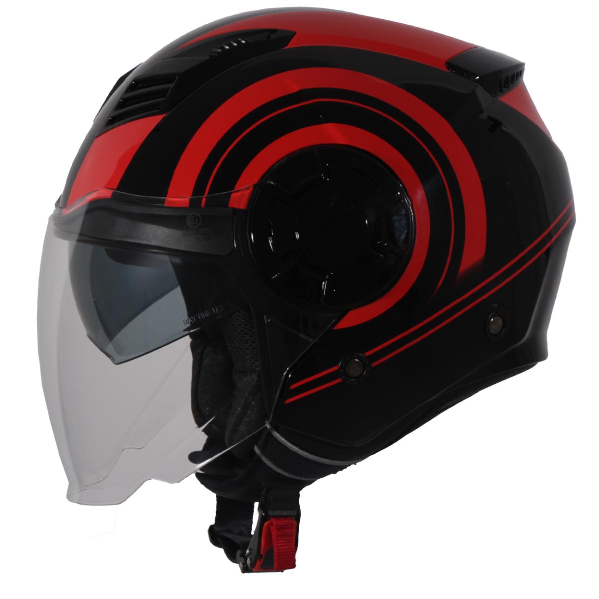 Jethelm Vito Isola glanz schwarz/rot, Vito Helme, billige/günstige Vespa Helme, Vespa Helm, Motorradhelm günstig, Helm ECE 22-06, Motorradhelme mit Visier, Vespa Helme mit Sonnenvisier, Rollerhelme günstig mit zwei Visieren