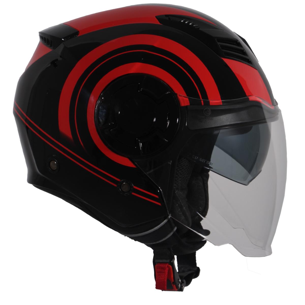 Jethelm Vito Isola glanz schwarz/rot, Vito Helme, billige/günstige Vespa Helme, Vespa Helm, Motorradhelm günstig, Helm ECE 22-06, Motorradhelme mit Visier, Vespa Helme mit Sonnenvisier, Rollerhelme günstig mit zwei Visieren