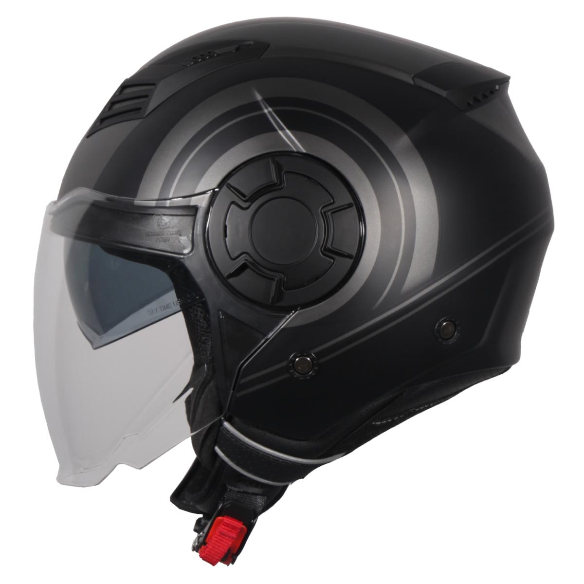 Jethelm Vito Isola matt schwarz/titanium, Vito Helme, billige/günstige Vespa Helme, Vespa Helm, Motorradhelm günstig, Helm ECE 22-06,  Motorradhelme mit Visier, Vespa Helme mit Sonnenvisier, Rollerhelme günstig mit zwei Visieren