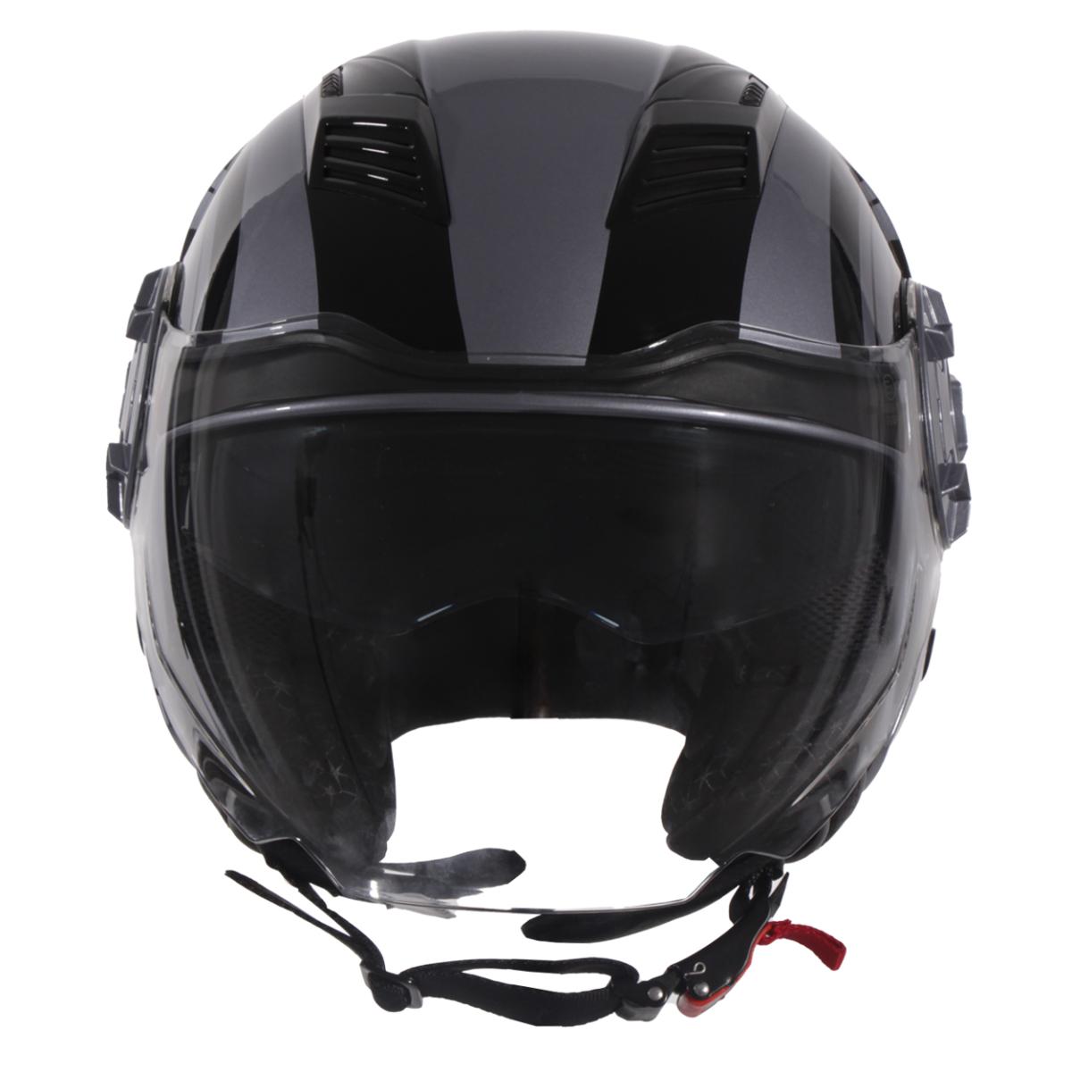 Jethelm Vito Isola glanz grau/schwarz, Vito Helme, billige/günstige Vespa Helme, Vespa Helm, Motorradhelm günstig, Helm ECE 22-06, Motorradhelme mit Visier, Vespa Helme mit Sonnenvisier, Rollerhelme günstig mit zwei Visieren