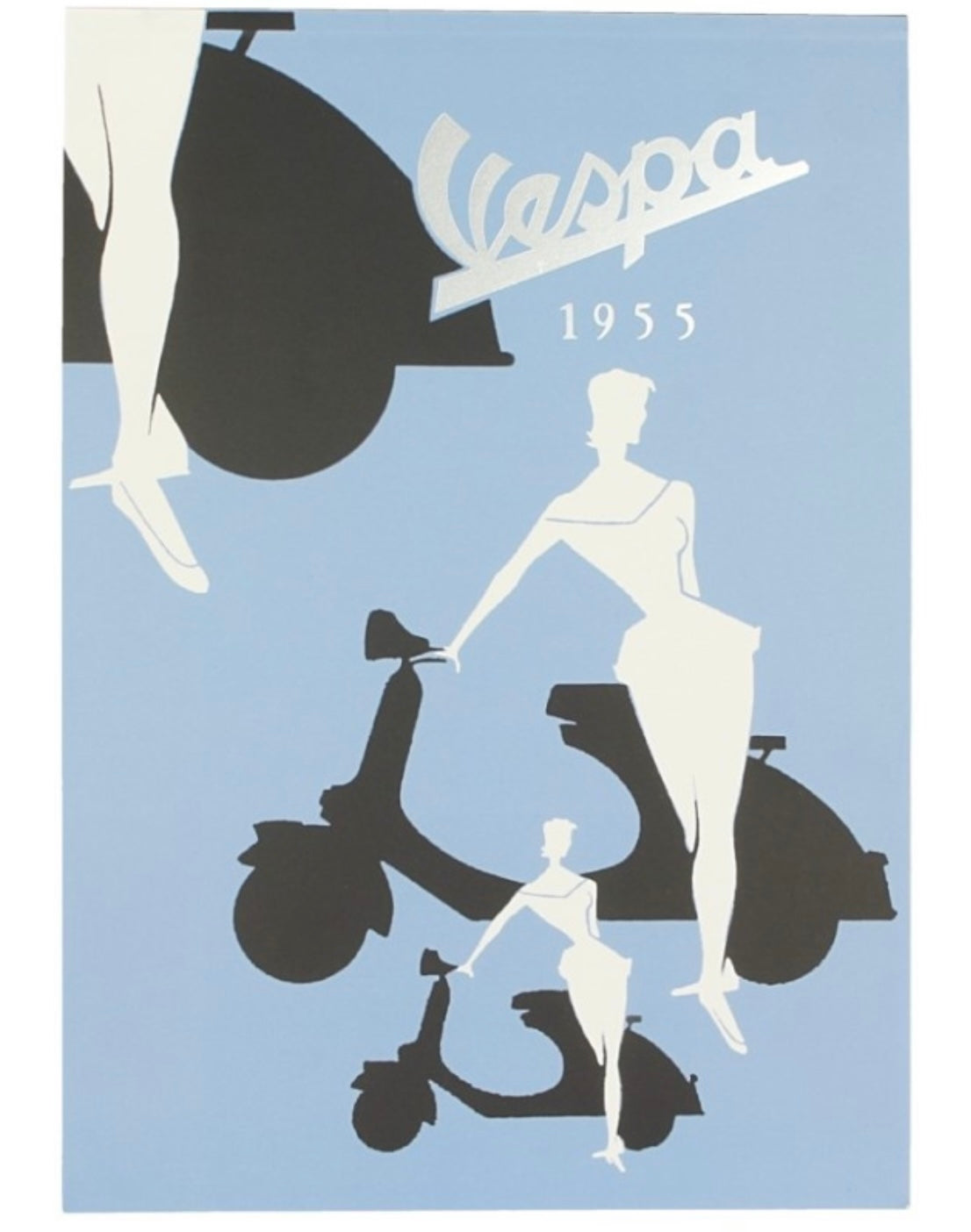 vespa merchandising, vespa zubehör, vespa büroartikel, vespa merchandise, vespa heimausstattung, vespa heimzubehör, vespa block, vespa schreibwaren, vespa geschenke, Vespa Notizblock DIN A4, Motiv: 1955 Silhouette