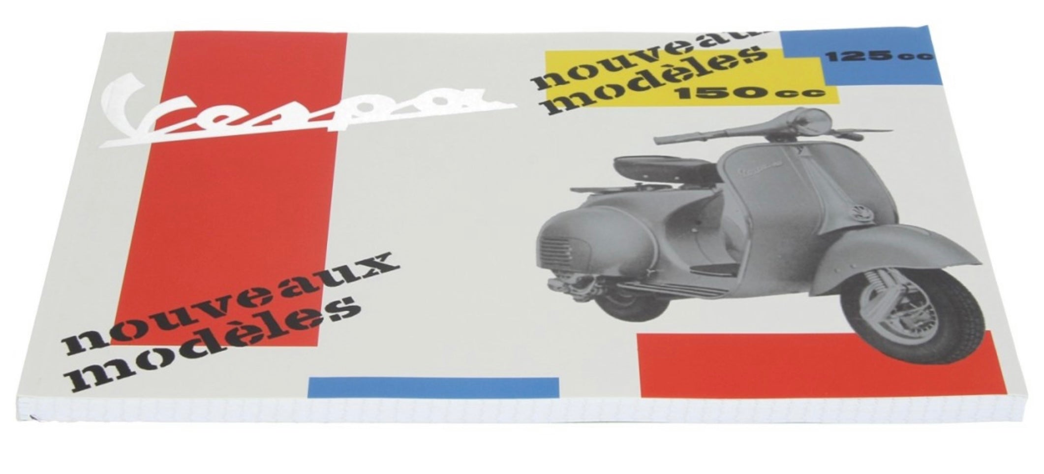vespa merchandising, vespa zubehör, vespa büroartikel, vespa merchandise, vespa heimausstattung, vespa heimzubehör, vespa block, vespa schreibwaren, vespa geschenke, Vespa Notizblock DIN A4, Motiv: nouveaux modèles 125 cc 150 cc