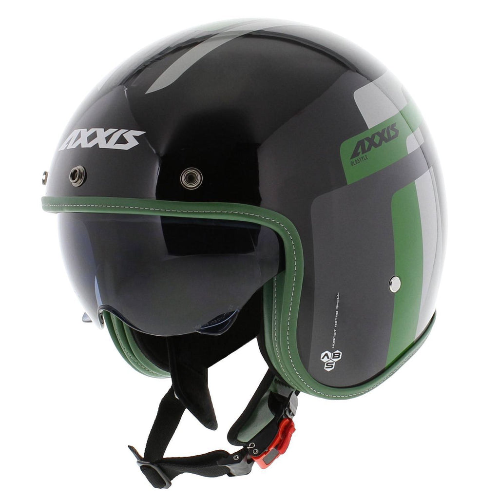 Axxis Jethelm, Hornet SV, Oldstyle, ABS, grün, glänzend, Vespa Helme, Grüner Vespa Helm, Axxis Helm grün, Helm mit Sonnenvisier, Vespa Helm mit Sonnenvisier 