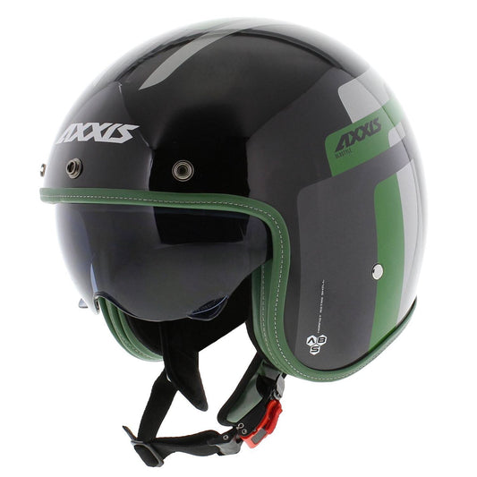Axxis Jethelm, Hornet SV, Oldstyle, ABS, grün, glänzend, Vespa Helme, Grüner Vespa Helm, Axxis Helm grün, Helm mit Sonnenvisier, Vespa Helm mit Sonnenvisier 