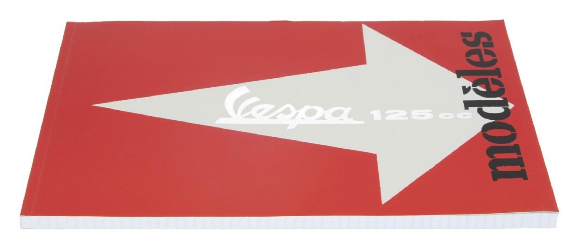vespa merchandising, vespa zubehör, vespa büroartikel, vespa merchandise, vespa heimausstattung, vespa heimzubehör, vespa block, vespa schreibwaren, vespa geschenke, Vespa Notizblock DIN A4, rot, weiß, Motiv: Pfeil 125 ccm Modelle