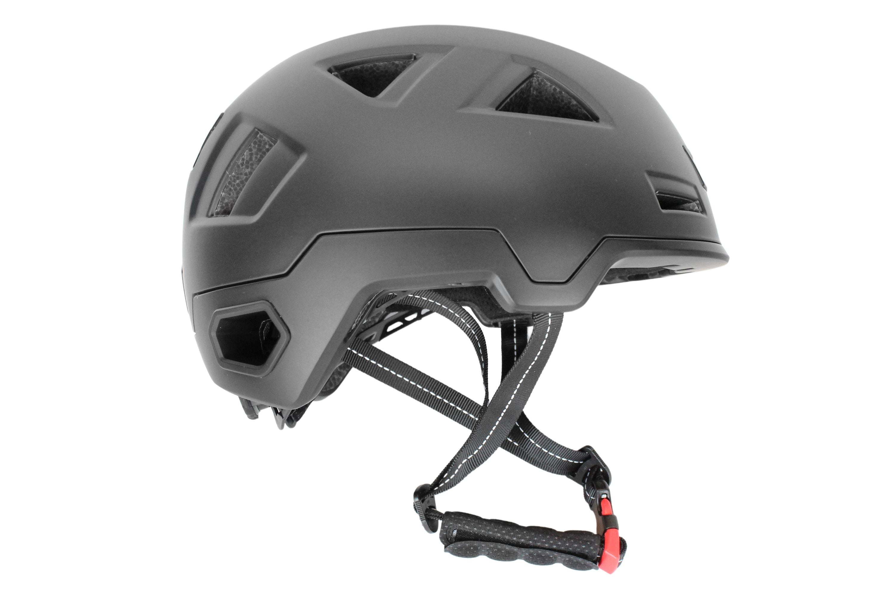 fahrradhelm mit visier und licht VITO E-City Fahrradhelm mit Vorder- und Rücklicht schwarz matt