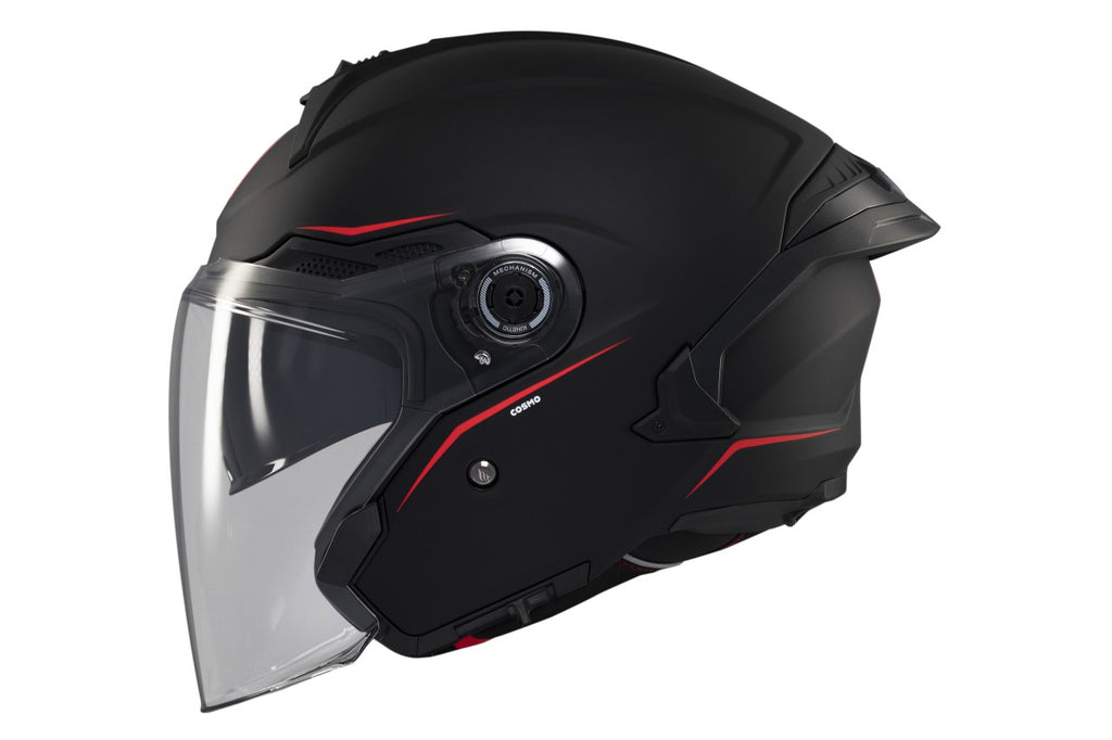 MT Helmets Jethelm Cosmo SV, Pure, schwarz rot , glänzend, ECE 22.06, MT Helme Integralhelme, Klapphelm, Klapphelm Vespa, Jethelm vespa, Vespa Helm zum Klappen, Klapphelm schwarz rot