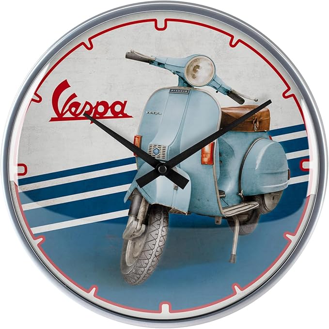 Vespa - Iconic Uhr, Vespa Uhr, Vespa Merchandising, Vespa Fanclub, Vespa Uhr, Vespa Wanduhr, Vespa Kleinigkeiten. Vespa Accessoires, Accessoires Vespa, Geschenkidden vespa, Geschenke Vespa