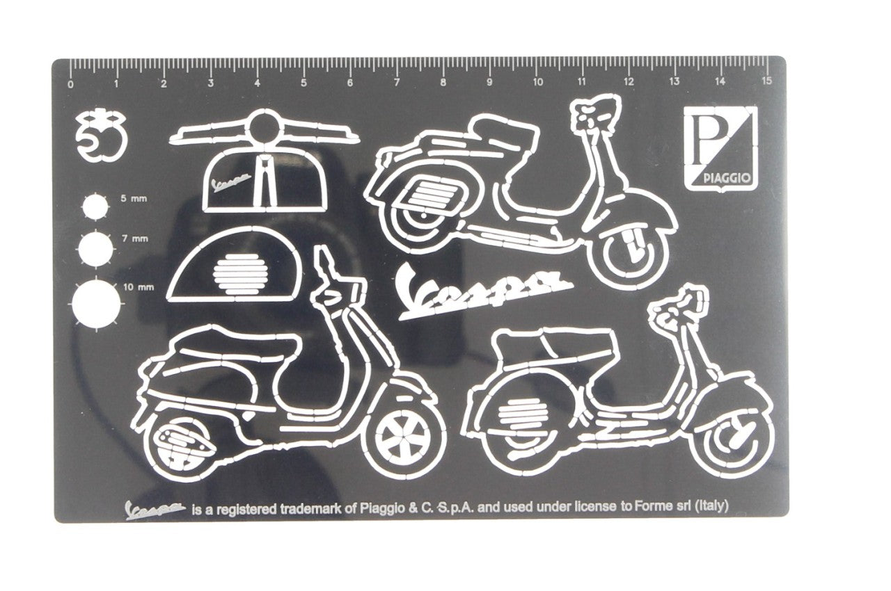 Vespa Zubehör, Vespa Merchandise, Vespa Merchandising, Vespa Heimausstattung, Vespa Ausstattung, Vespa Bürobedarf. Vespa Geschenke, Vespa Fanartikel. Vespa Schablone, Vespa Schreibware, Schreibware Vespa