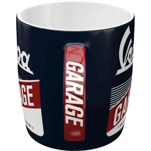 Vespa - Garage Tasse, Vespa Tasse, Vespa Garage Tasse, Vespa Tasse blau, blaue Tasse Vespa, blaue Tasse mit Vespa Motiv, günstige Vespa Tasse, Vespa Geschenk Ideen