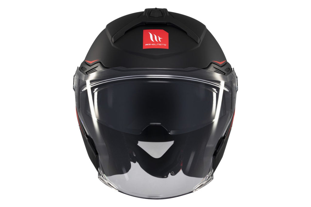MT Helmets Jethelm Cosmo SV, Pure, schwarz rot , glänzend, ECE 22.06, MT Helme Integralhelme, Klapphelm, Klapphelm Vespa, Jethelm vespa, Vespa Helm zum Klappen, Klapphelm schwarz rot