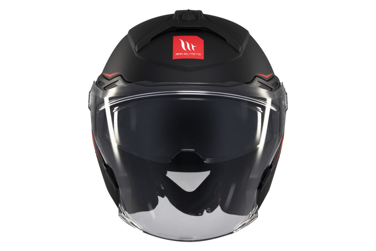 MT Helmets Jethelm Cosmo SV, Pure, schwarz rot , glänzend, ECE 22.06, MT Helme Integralhelme, Klapphelm, Klapphelm Vespa, Jethelm vespa, Vespa Helm zum Klappen, Klapphelm schwarz rot