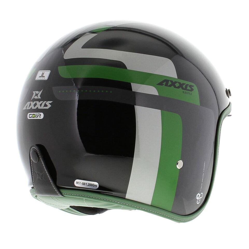 Axxis Jethelm, Hornet SV, Oldstyle, ABS, grün, glänzend, Vespa Helme, Grüner Vespa Helm, Axxis Helm grün, Helm mit Sonnenvisier, Vespa Helm mit Sonnenvisier 