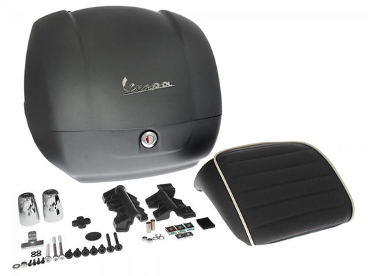 Top Case Kit Vespa (incl. Halteplatte), 36 l, grau, Vespa Top Case set grau, graues Vespa Top Case set, Top Case Set Vespa grau