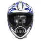 billige Rollerhelme, günstige rollerhelme, weiße günstige Klapphelme, Shiro Off Road Helm, MX734, Troy, ABS, weiß, blau, glänzend