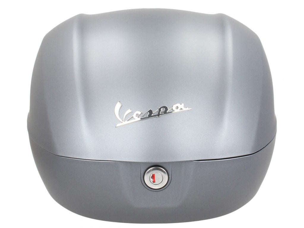 Top Case Vespa, 32 l, grau titanium, Vespa Top Case grau, graues Vespa Top Case, Vespa Top Case silber, Vespa Gepäck, Vespa Gransportmöglichkeiten