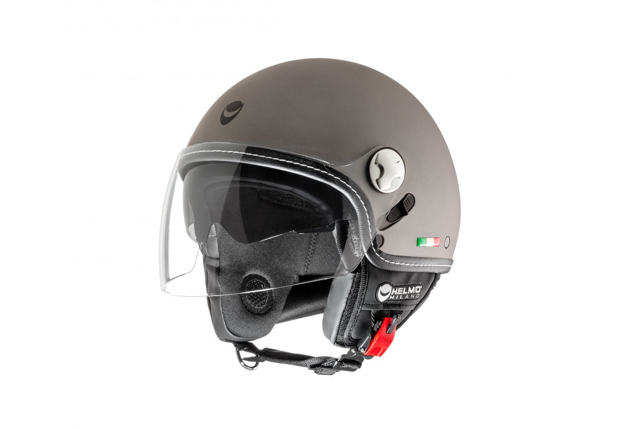 Helmo Milano Demi Jet, Eos, anthrazit, matt für Vespa, Helmo Milano Helm mit Visier, mit 2 Visieren, günstig, Helmo Milano Helme mit langem Visier, Helmo Milano Helme, EOS Vespa Helme, schlichte Vespa Helme mit langem klaren Visier