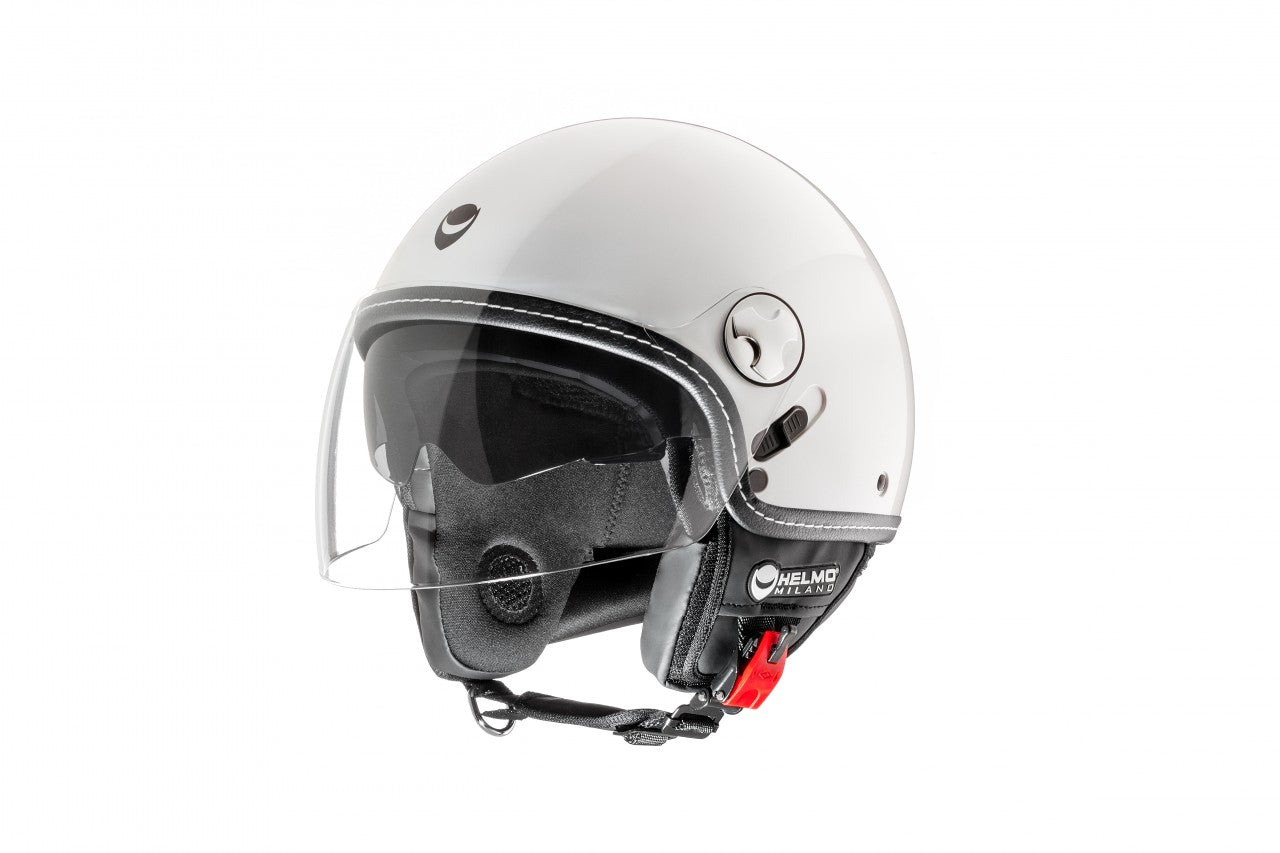 Helmo Milano Demi Jet, Eos, weiß für Vespa, Helmo Milano günstig, Helmo Milano Helme mit langem Visier, Helmo Milano Helme, EOS Vespa Helme, schlichte Vespa Helme mit langem klaren Visier