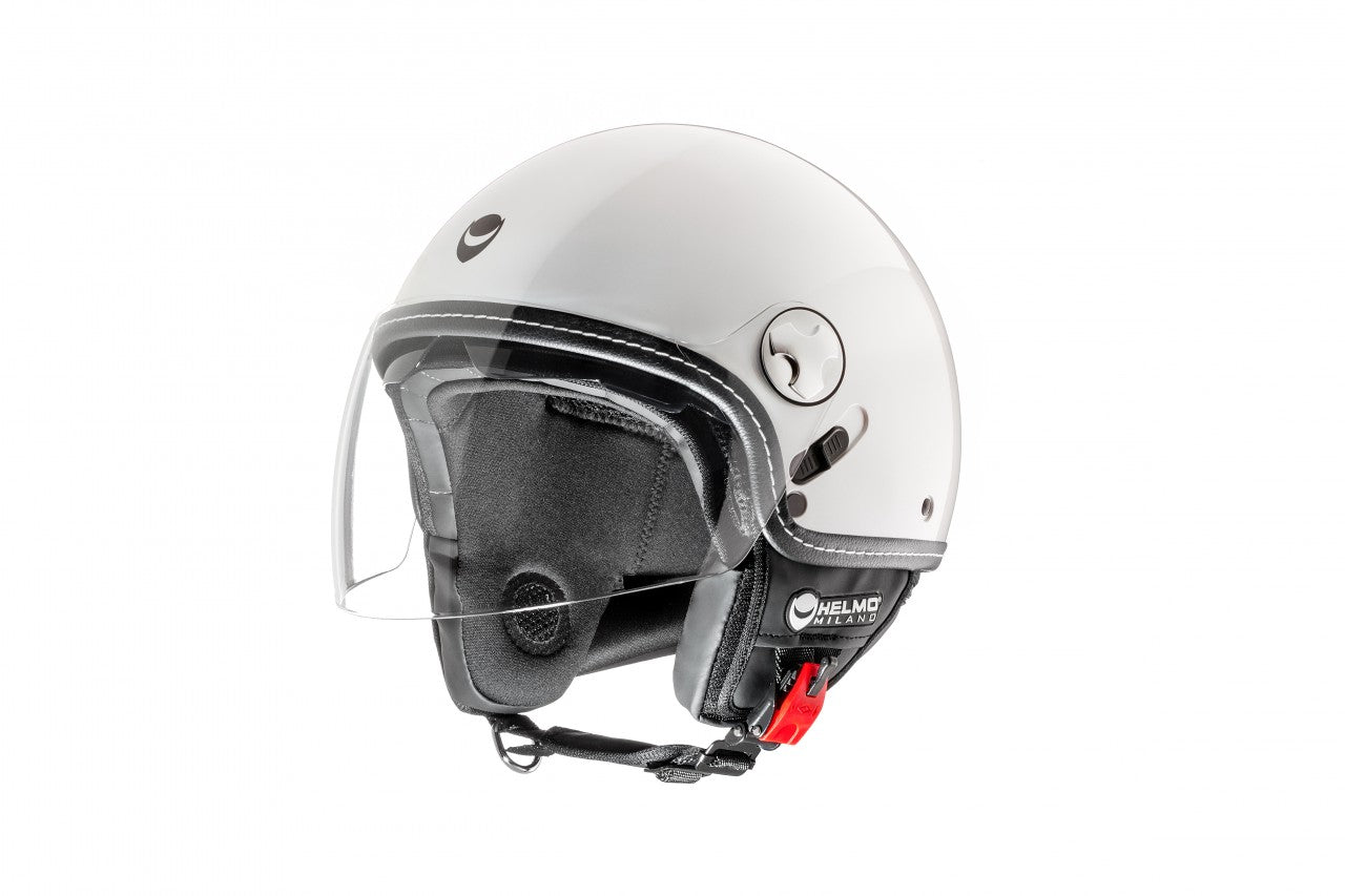 Helmo Milano Demi Jet, Eos, weiß für Vespa, Helmo Milano günstig, ,Helmo Milano Helme mit langem Visier, Helmo Milano Helme, EOS Vespa Helme, schlichte Vespa Helme mit langen klaren Visier