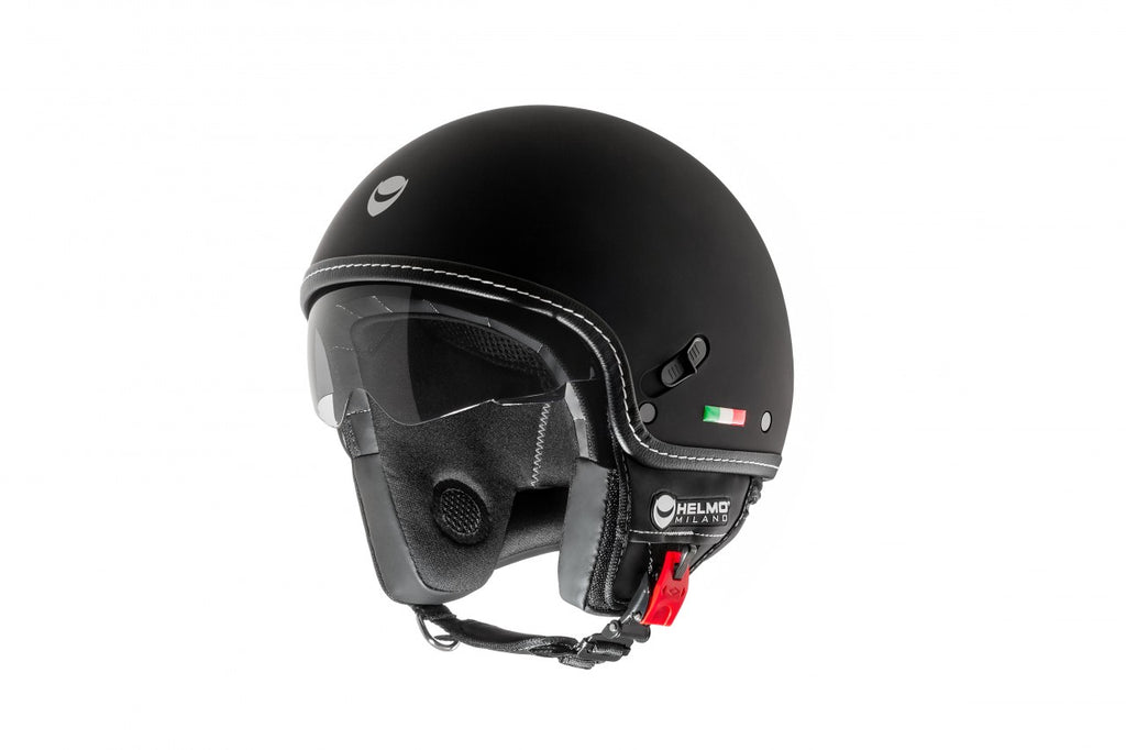 Helmo Milano Demi Jet, Puro Stile, camel/braun/schwarz, Helmo Milano Helme mit Sonnenblende, Helmo Milano Helme braun, braune Vespa Helme, schlichte Vespa Helme mit Sonnenvisier, Sonnenvisier