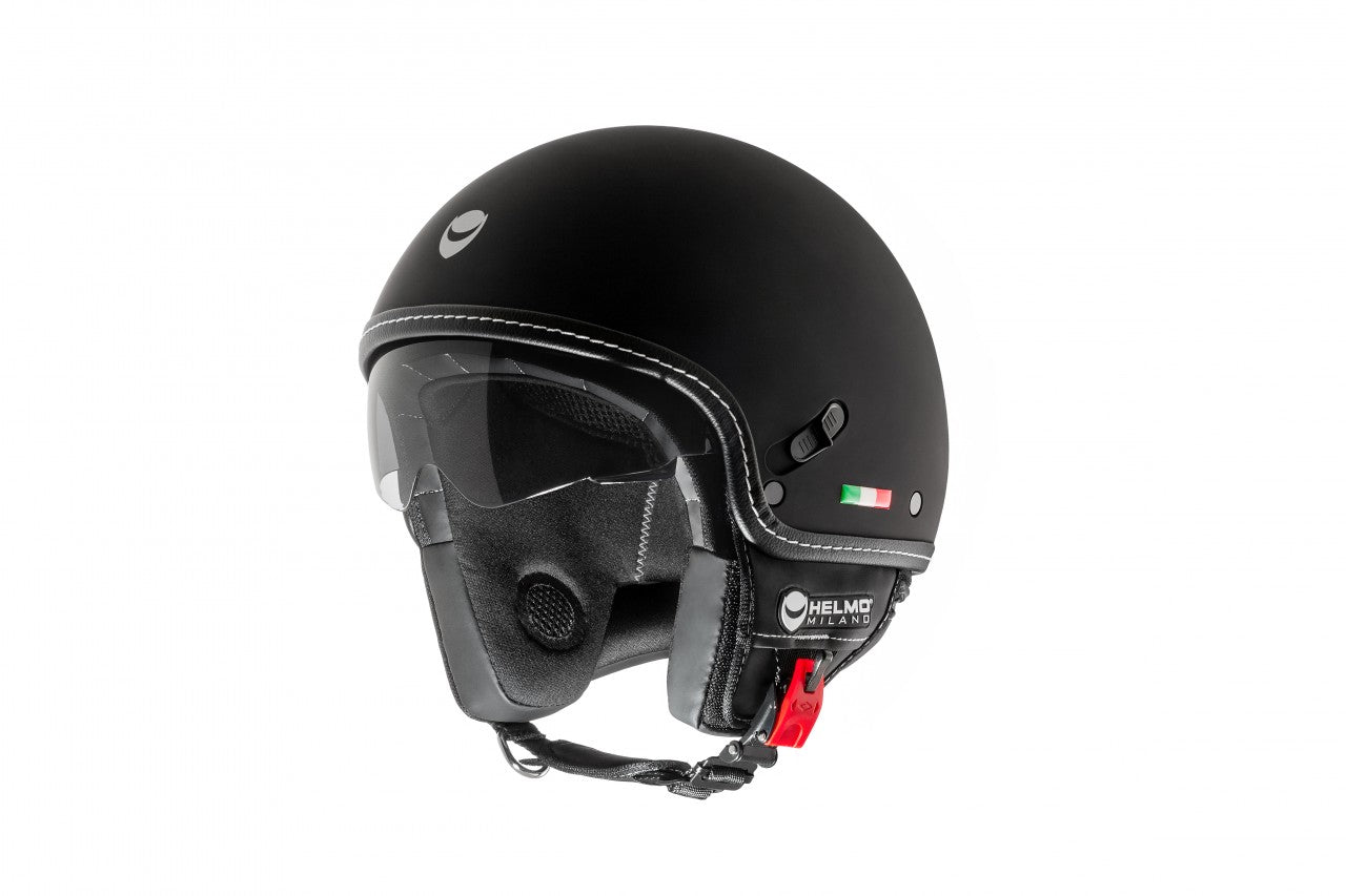 Helmo Milano Demi Jet, Puro Stile, camel/braun/schwarz, Helmo Milano Helme mit Sonnenblende, Helmo Milano Helme braun, braune Vespa Helme, schlichte Vespa Helme mit Sonnenvisier, Sonnenvisier