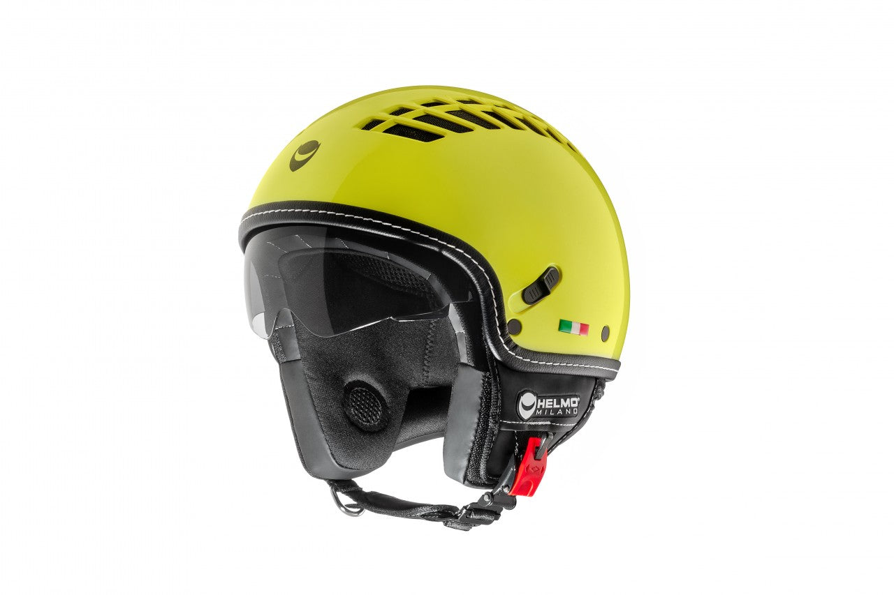 Helmo Milano Demi Jet, ViaColVento, gelb, matt, Helmo Milano Helm gelb ,Helmo Milano Demi Jet, ViaColVento, gelb Helmo Milano Helm mit Sonnenblende, Helm mit Sonnenblende, Vespa Helm mit Sonnenblende, Helmo Milano Helm Belüftung, Vespa Helm mit Belüftung, gelb Helmo Milano Helm