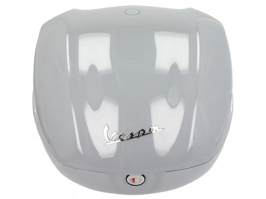 Top Case Vespa, 32 l, grau mouse, Vespa Top Case grau, graues Vespa Top Case, Vespa Top Case silber, Vespa Gepäck, Vespa Gransportmöglichkeiten