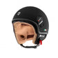 Helmo Milano Demi Jet, Puro Premium, schwarz, matt, Helmo Milano Helm schwarz matt, günstiger Vespahelm, Helmo Milano Helme mit Sonnenblende, Helmo Milano Helme braun, braune Vespa Helme, schlichte Vespa Helme mit Sonnenvisier, Sonnenvisier