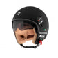 Helmo Milano Demi Jet, Puro Premium, schwarz, matt, Helmo Milano Helm schwarz matt, günstiger Vespahelm, Helmo Milano Helme mit Sonnenblende, Helmo Milano Helme braun, braune Vespa Helme, schlichte Vespa Helme mit Sonnenvisier, Sonnenvisier