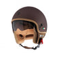 Helmo Milano Demi Jet, Puro Stile, camel/braun/schwarz, Helmo Milano Helme mit Sonnenblende, Helmo Milano Helme braun, braune Vespa Helme, schlichte Vespa Helme mit Sonnenvisier, Sonnenvisier