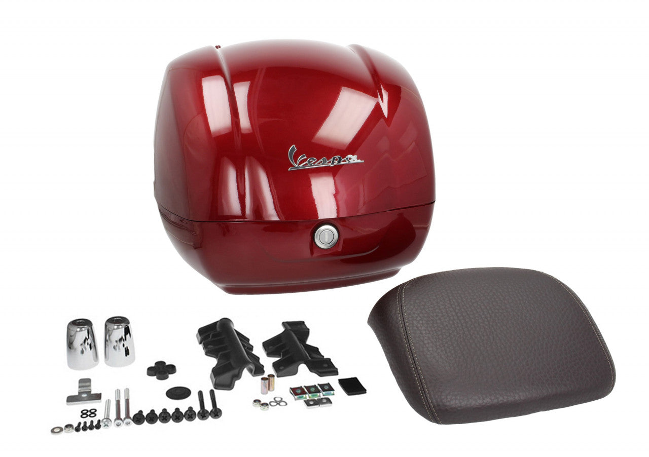 Top Case Kit Vespa (incl. Halteplatte), 36 l, rot vignola, Vespa Top Case Set rot, rotes Vespa Top Case set, vespa set