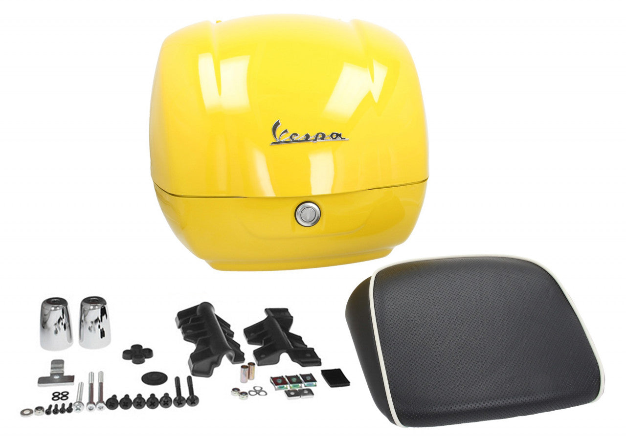 Top Case Kit Vespa (incl. Halteplatte), 36 l, gelb, Vespa Top Case gelb , gelbes Top Case Vespa, Top Case für Vespa, Vespa Top case gelb, Top Case set Set Vespa gelb