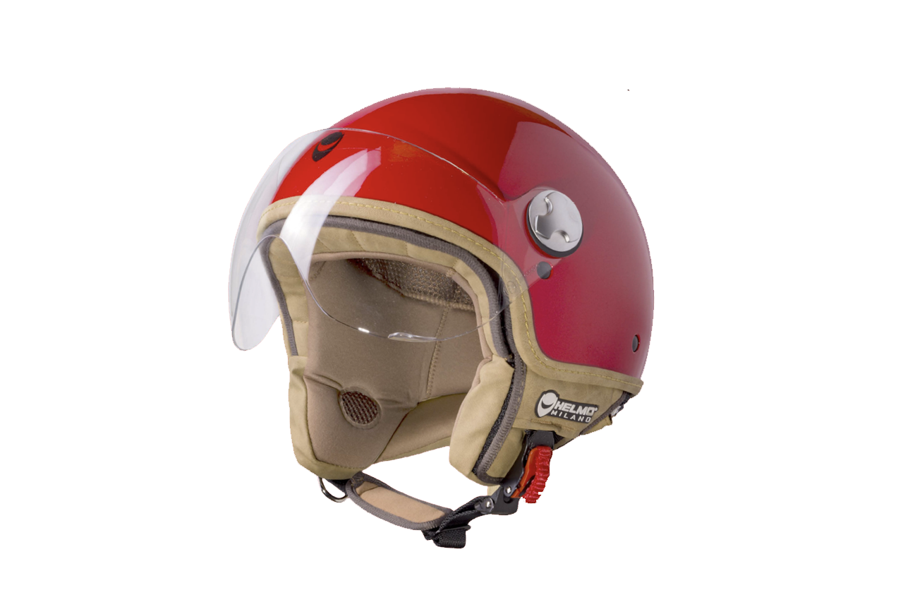 Helmo Milano Demi Jet, VaPensiero, rot für Vespa, Helmo Milano günstig Helmo Milano VaPensiero, Helmo Milano rot, rote Vespa Helme, vespa Helme rot, helmo Milano mit langem klaren Visier, Helmo Milano rot