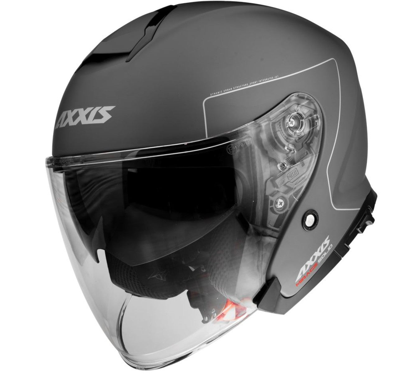 Axxis Jethelm, Mirage SV, Solid, ABS, grau, Helm mit zwei Visieren, Vespa Helm mit zwei visieren, grauer Vespa Helm, grauer Axxis Helm, Axxis Helm Solid, Vespa racing Helme, Axxis racing Helme, günstige Vespa helme