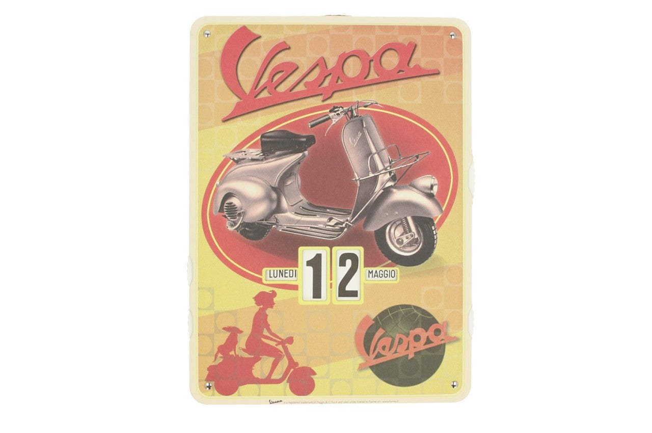 Vespa Endloskalender gelb-rot, Vespa Kalender, Kalender Vespa, Vintage kalender, Vespa Bürobedarf, Vespa Büromaterial