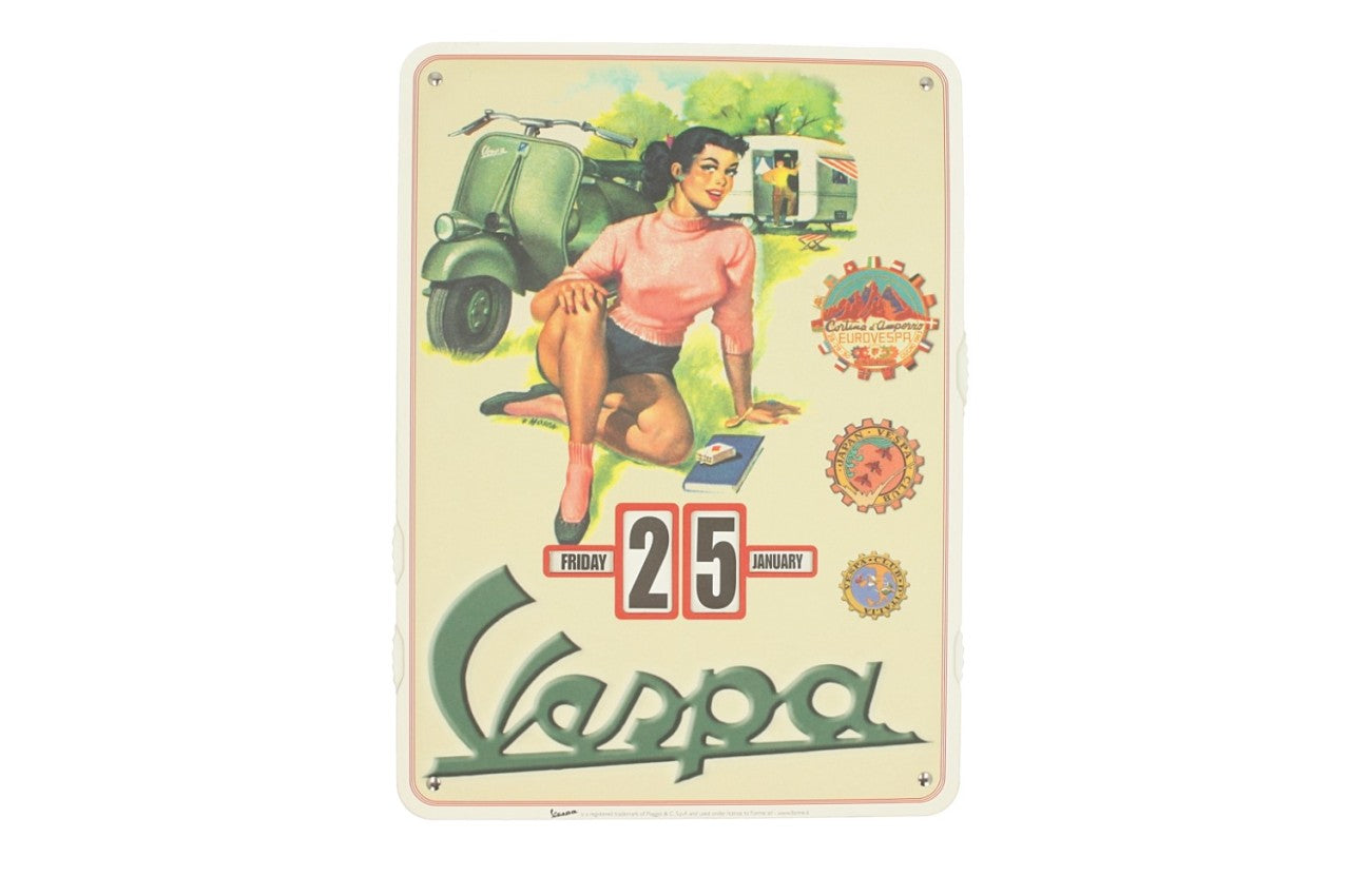 Vespa Endloskalender gelb-grün, Vespa Kalender, Kalender Vespa, Vintage kalender, Vespa Bürobedarf, Vespa Büromaterial