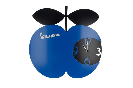 Vespa Uhr, blau, schwarz, Apfel, Vespa schwarze Uhr, Vespa bürobedarf, Vespa Büromaterial