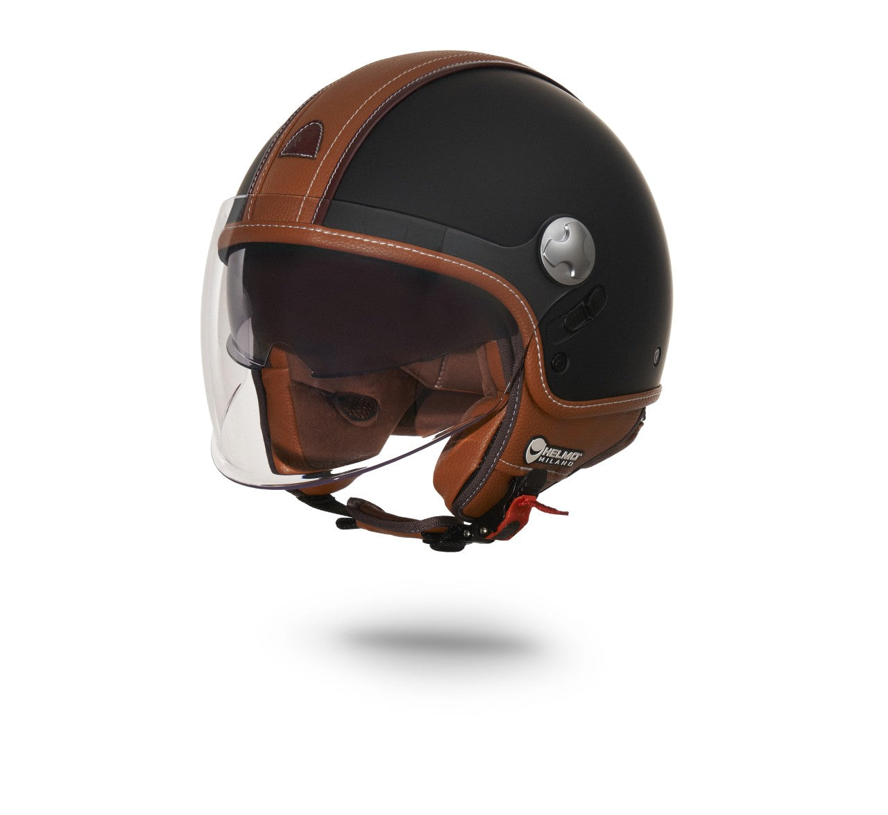 Helmo Milano Demi Jet, PelleDura, braun, matt ECE 22.06, Helmo Milano Helm ECE 22.06, Vespa Helme 22.06, Helme nach der neuen Norm, Helmo Milano Helme mit zwei Visieren, Vespahelm mit zwei Visieren, Sonnenvisier Helmo Milano, Helmo Milano schwarz-braun Helm